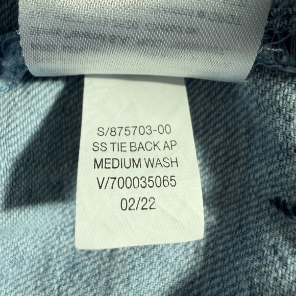 Denim Embroidered Tie Back Midi Maxi Dress Boho Prairie Cottagecore Western S - Picture 11 of 11